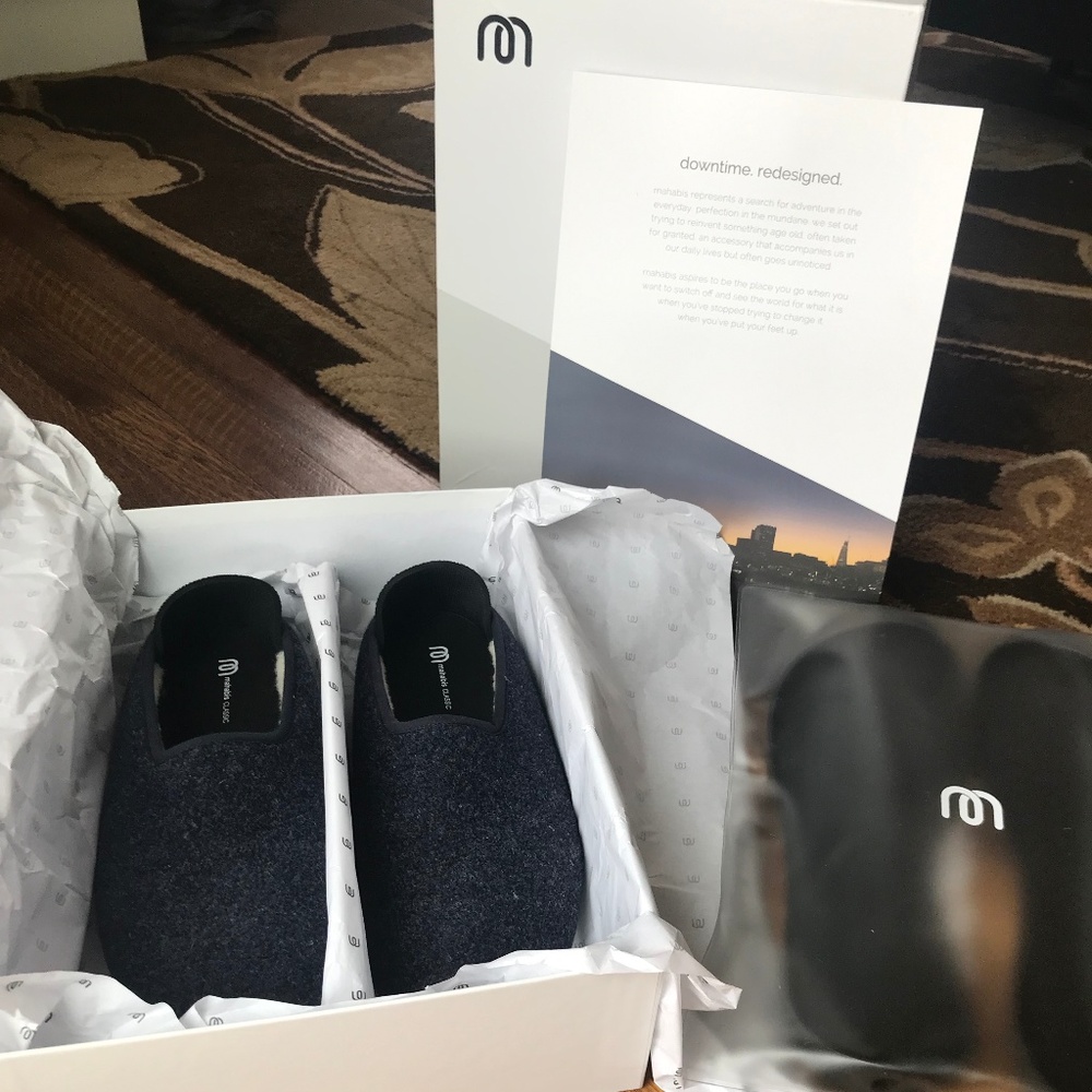 Mahabis Classic Slipper Oland Navy with Black Sole